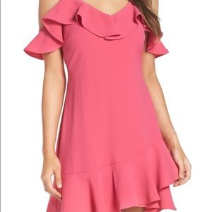 Like new ruffled cold shoulder dress